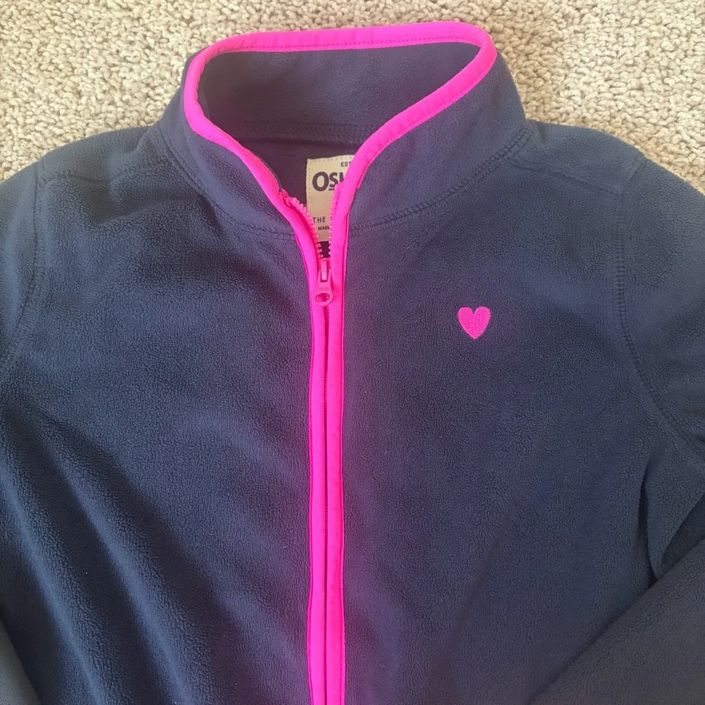 OshKosh B'gosh Gray and Pink pattern light jacket /hood and Navy fleece zip up
